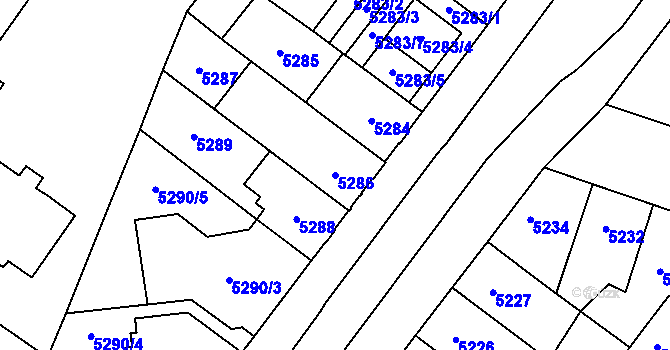Parcela st. 5286 v KÚ Prostějov, Katastrální mapa