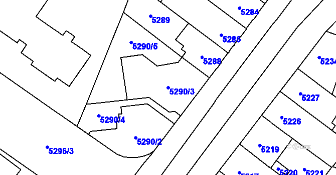 Parcela st. 5290/3 v KÚ Prostějov, Katastrální mapa