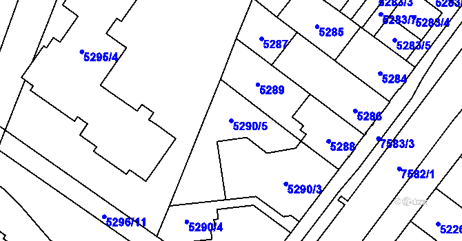 Parcela st. 5290/5 v KÚ Prostějov, Katastrální mapa