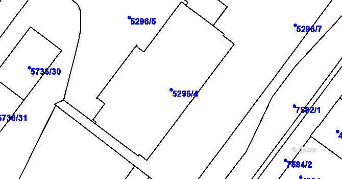 Parcela st. 5296/4 v KÚ Prostějov, Katastrální mapa