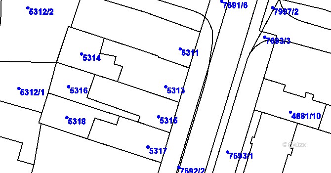 Parcela st. 5313 v KÚ Prostějov, Katastrální mapa