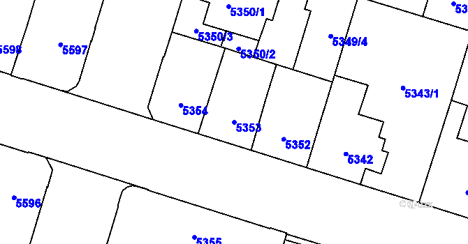 Parcela st. 5353 v KÚ Prostějov, Katastrální mapa