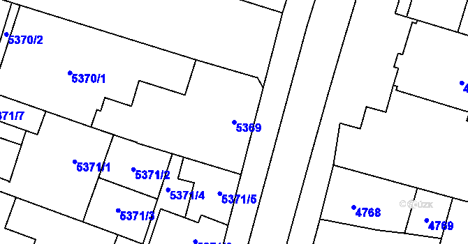 Parcela st. 5369 v KÚ Prostějov, Katastrální mapa