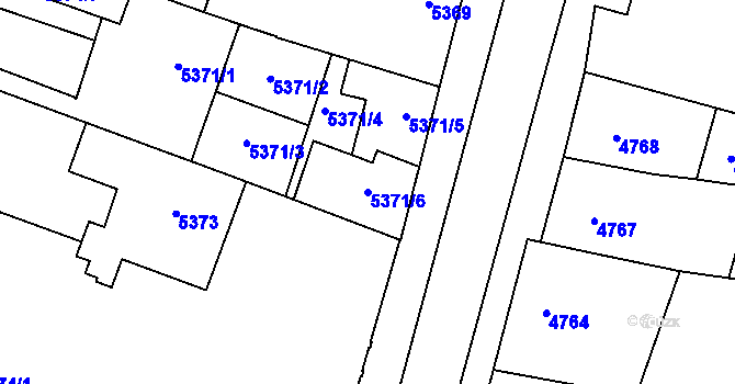 Parcela st. 5371/6 v KÚ Prostějov, Katastrální mapa