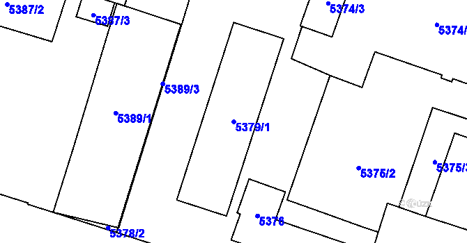 Parcela st. 5379/1 v KÚ Prostějov, Katastrální mapa