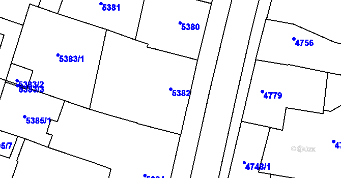 Parcela st. 5382 v KÚ Prostějov, Katastrální mapa