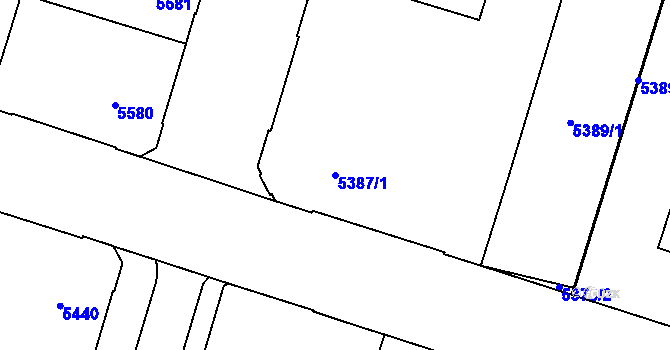 Parcela st. 5387/1 v KÚ Prostějov, Katastrální mapa