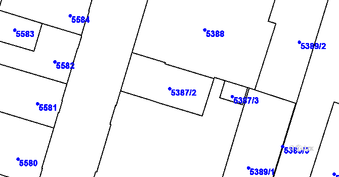 Parcela st. 5387/2 v KÚ Prostějov, Katastrální mapa