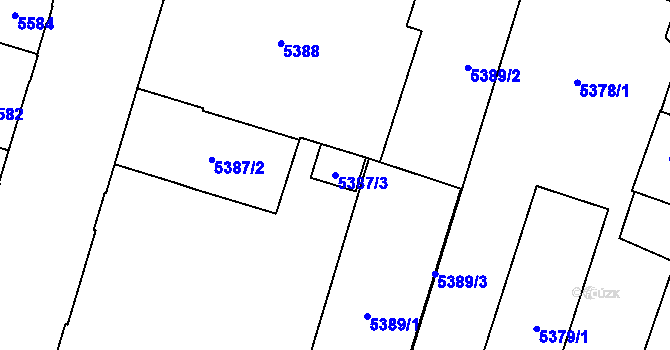 Parcela st. 5387/3 v KÚ Prostějov, Katastrální mapa