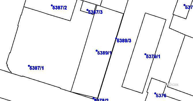Parcela st. 5389/1 v KÚ Prostějov, Katastrální mapa