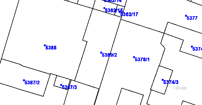 Parcela st. 5389/2 v KÚ Prostějov, Katastrální mapa