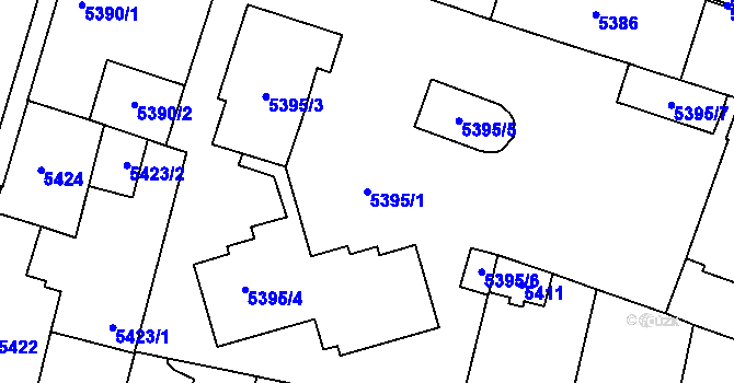 Parcela st. 5395/1 v KÚ Prostějov, Katastrální mapa