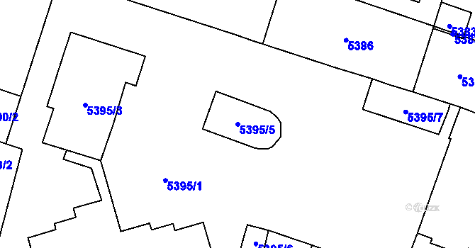 Parcela st. 5395/5 v KÚ Prostějov, Katastrální mapa