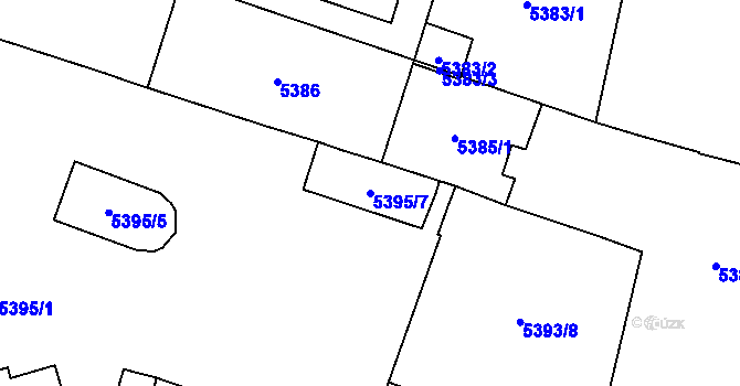 Parcela st. 5395/7 v KÚ Prostějov, Katastrální mapa