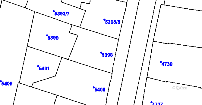 Parcela st. 5398 v KÚ Prostějov, Katastrální mapa