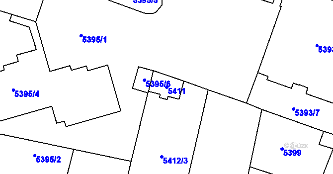Parcela st. 5411 v KÚ Prostějov, Katastrální mapa