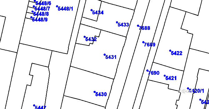 Parcela st. 5431 v KÚ Prostějov, Katastrální mapa