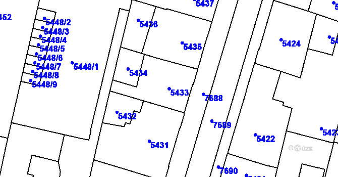 Parcela st. 5433 v KÚ Prostějov, Katastrální mapa