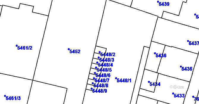 Parcela st. 5448/2 v KÚ Prostějov, Katastrální mapa