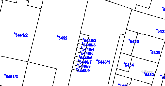 Parcela st. 5448/3 v KÚ Prostějov, Katastrální mapa
