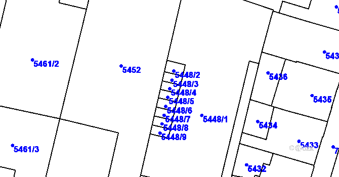 Parcela st. 5448/4 v KÚ Prostějov, Katastrální mapa