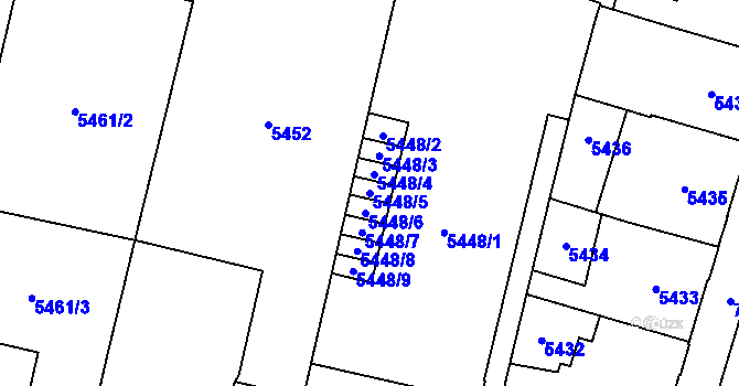 Parcela st. 5448/5 v KÚ Prostějov, Katastrální mapa