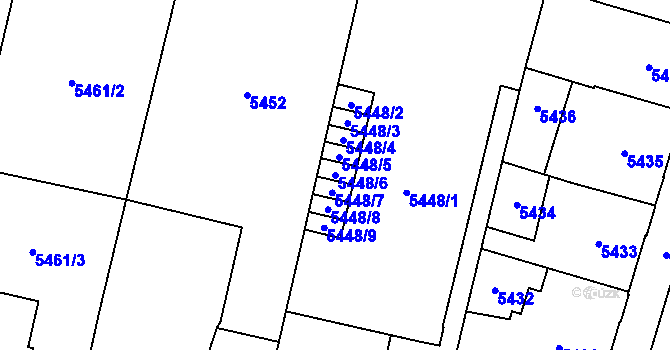 Parcela st. 5448/6 v KÚ Prostějov, Katastrální mapa