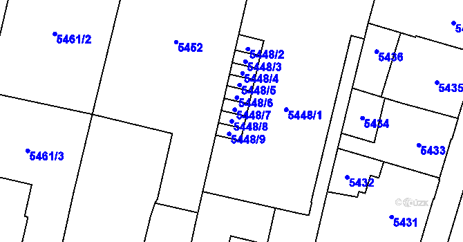 Parcela st. 5448/8 v KÚ Prostějov, Katastrální mapa