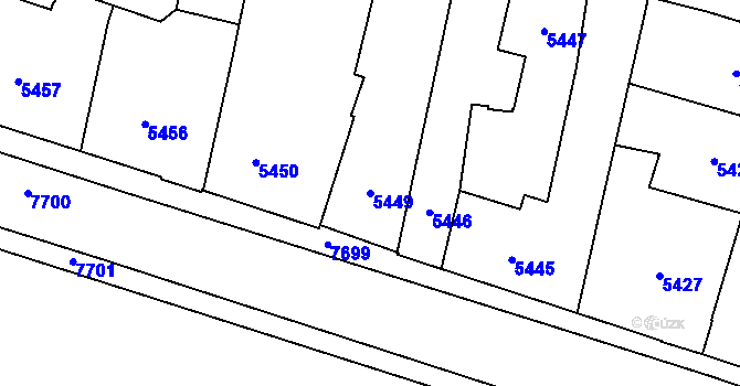 Parcela st. 5449 v KÚ Prostějov, Katastrální mapa