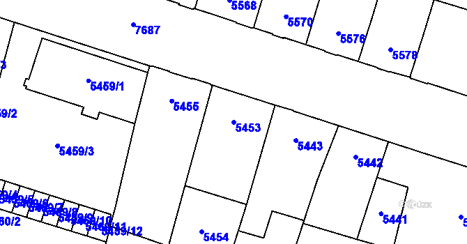 Parcela st. 5453 v KÚ Prostějov, Katastrální mapa
