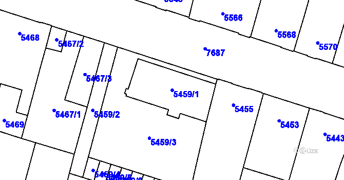 Parcela st. 5459/1 v KÚ Prostějov, Katastrální mapa