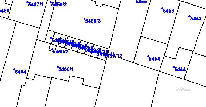 Parcela st. 5459/12 v KÚ Prostějov, Katastrální mapa