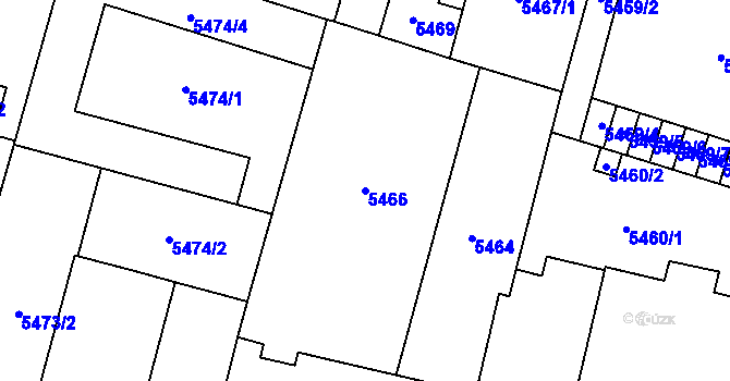Parcela st. 5466 v KÚ Prostějov, Katastrální mapa