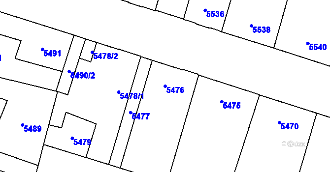Parcela st. 5476 v KÚ Prostějov, Katastrální mapa