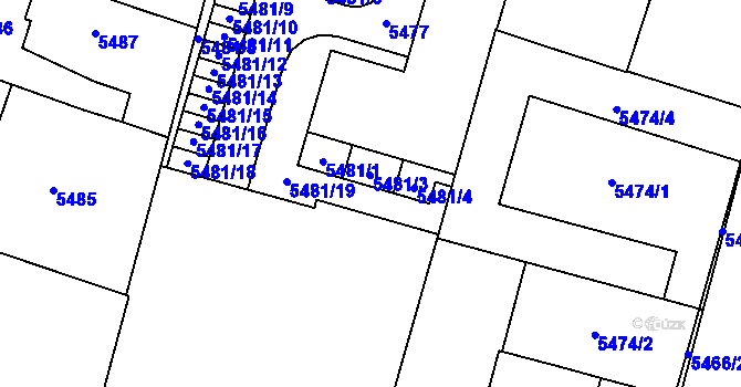 Parcela st. 5481/2 v KÚ Prostějov, Katastrální mapa