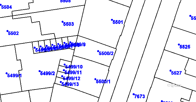 Parcela st. 5500/2 v KÚ Prostějov, Katastrální mapa