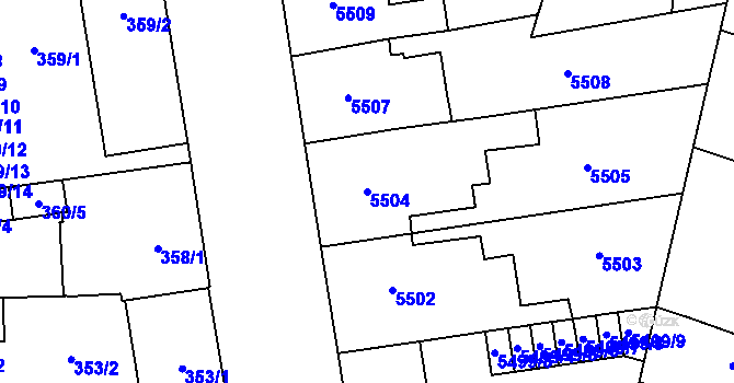 Parcela st. 5504 v KÚ Prostějov, Katastrální mapa