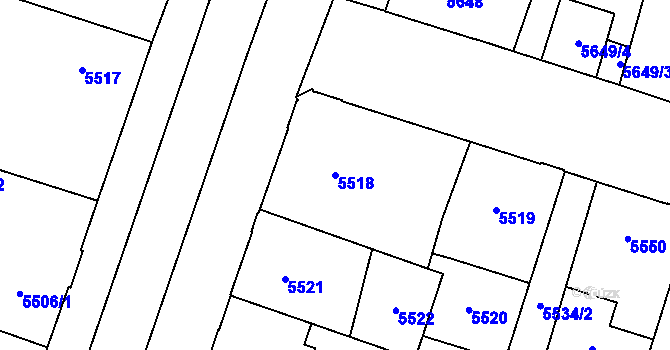 Parcela st. 5518 v KÚ Prostějov, Katastrální mapa