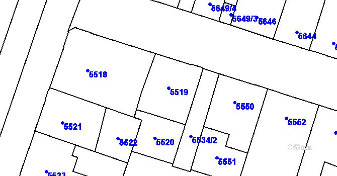 Parcela st. 5519 v KÚ Prostějov, Katastrální mapa