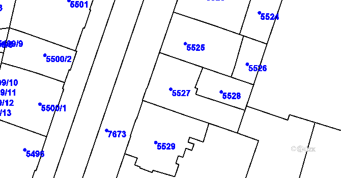 Parcela st. 5527 v KÚ Prostějov, Katastrální mapa