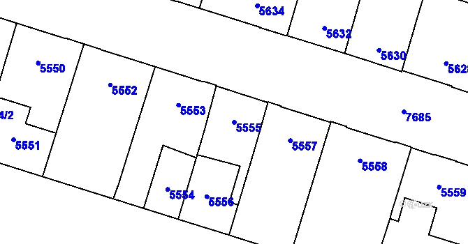 Parcela st. 5555 v KÚ Prostějov, Katastrální mapa
