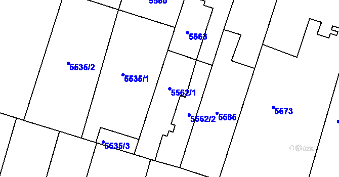 Parcela st. 5562/1 v KÚ Prostějov, Katastrální mapa