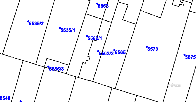 Parcela st. 5562/2 v KÚ Prostějov, Katastrální mapa