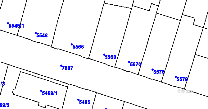 Parcela st. 5568 v KÚ Prostějov, Katastrální mapa