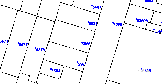 Parcela st. 5585 v KÚ Prostějov, Katastrální mapa