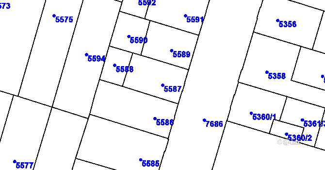 Parcela st. 5587 v KÚ Prostějov, Katastrální mapa