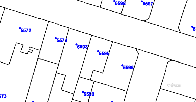 Parcela st. 5595 v KÚ Prostějov, Katastrální mapa