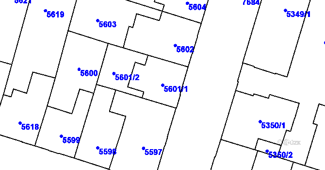 Parcela st. 5601/1 v KÚ Prostějov, Katastrální mapa