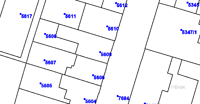 Parcela st. 5608 v KÚ Prostějov, Katastrální mapa