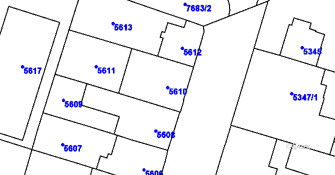 Parcela st. 5610 v KÚ Prostějov, Katastrální mapa